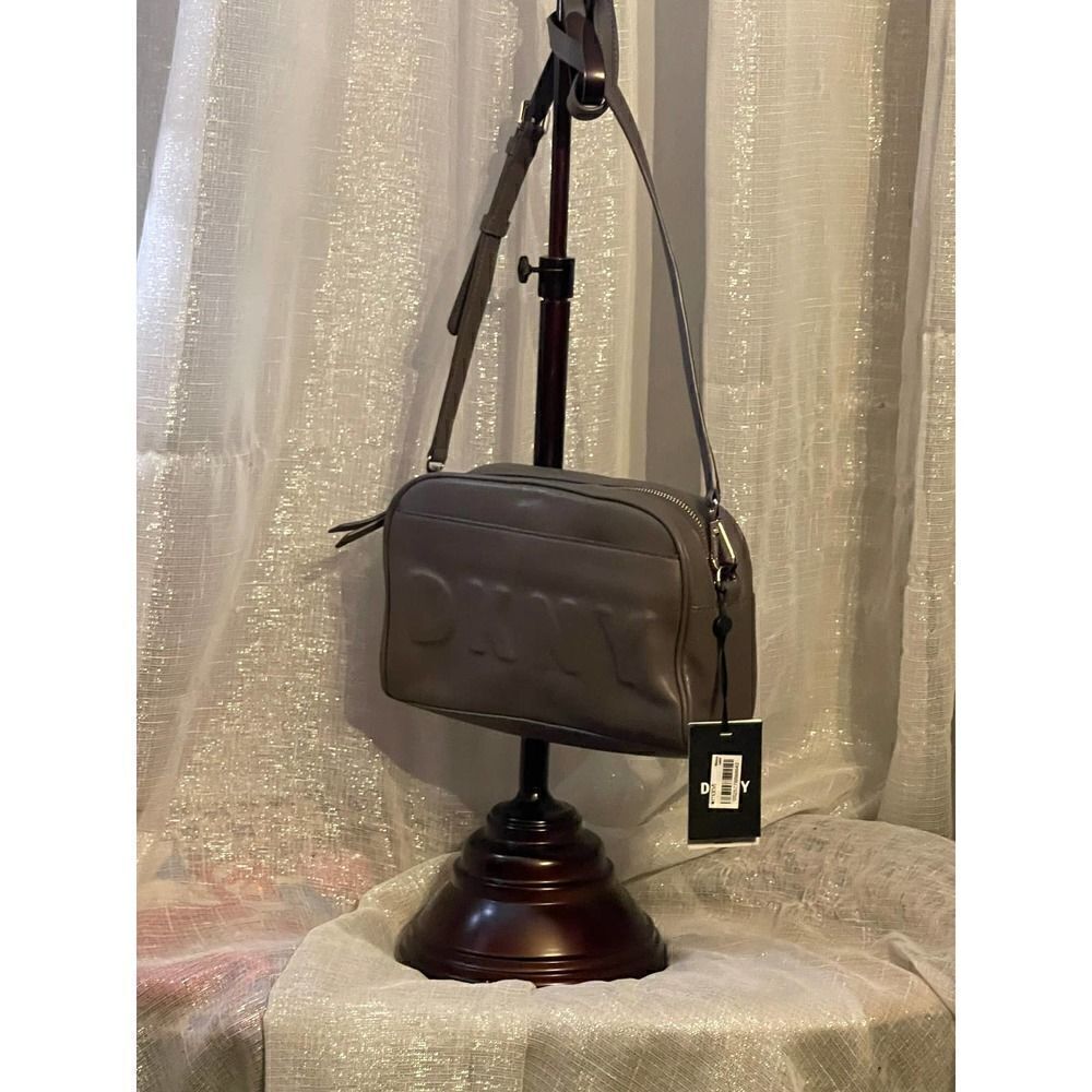 Grey leather nwt dkny crossbody handbag purse pocketbook